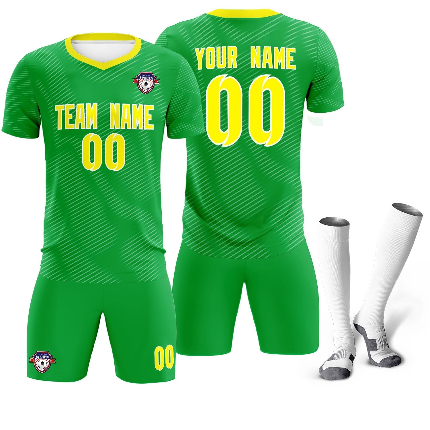 Custom Kelly Green Gold Training Uniform For Men Soccer Sets Jersey