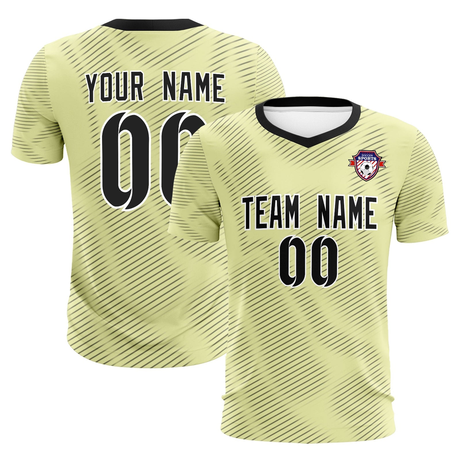Custom Cream Black Training Uniform For Men Soccer Sets Jersey