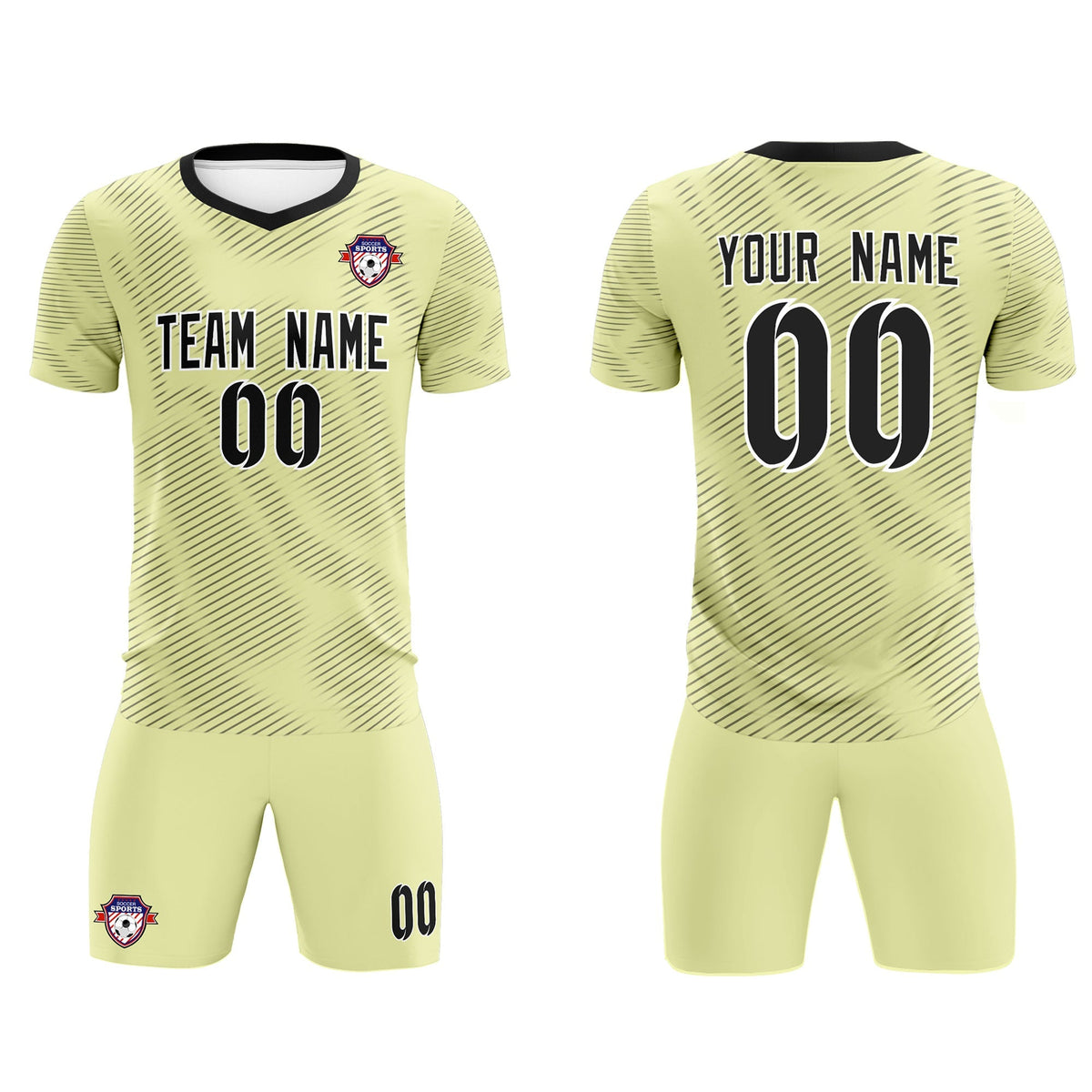 Custom Cream Black Training Uniform For Men Soccer Sets Jersey