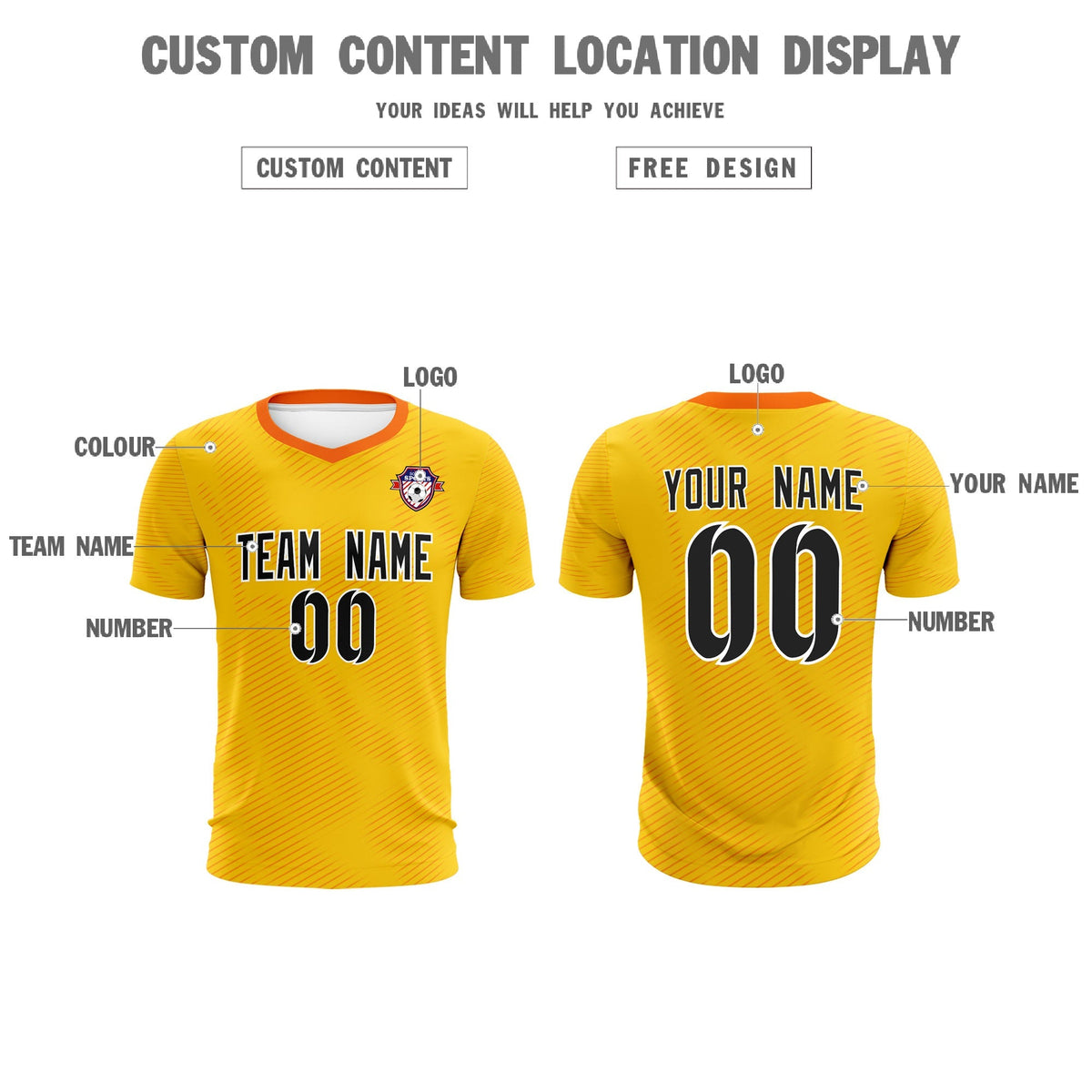 Custom Yellow Orange Training Uniform For Men Soccer Sets Jersey