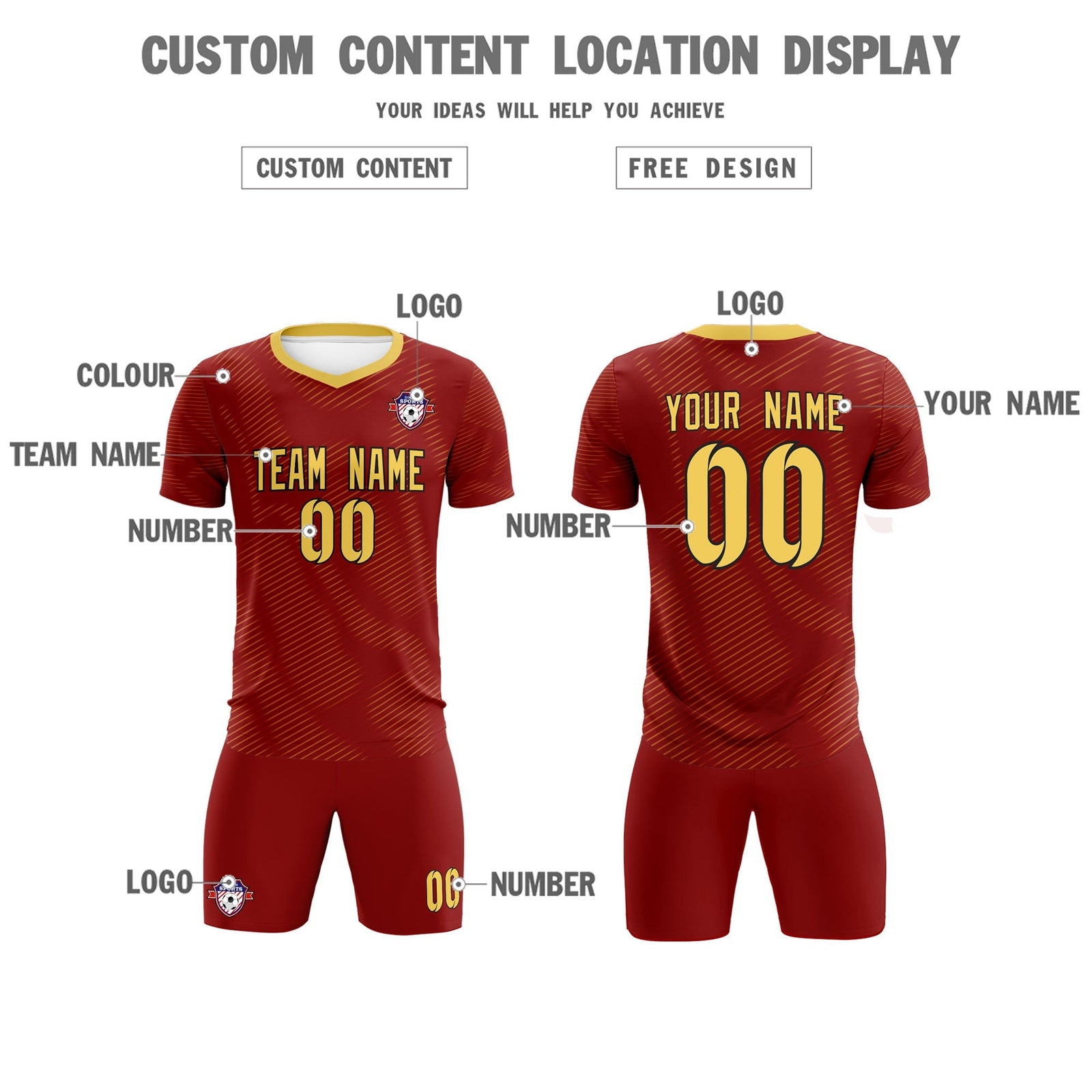 Custom Crimson Khaki Training Uniform For Men Soccer Sets Jersey