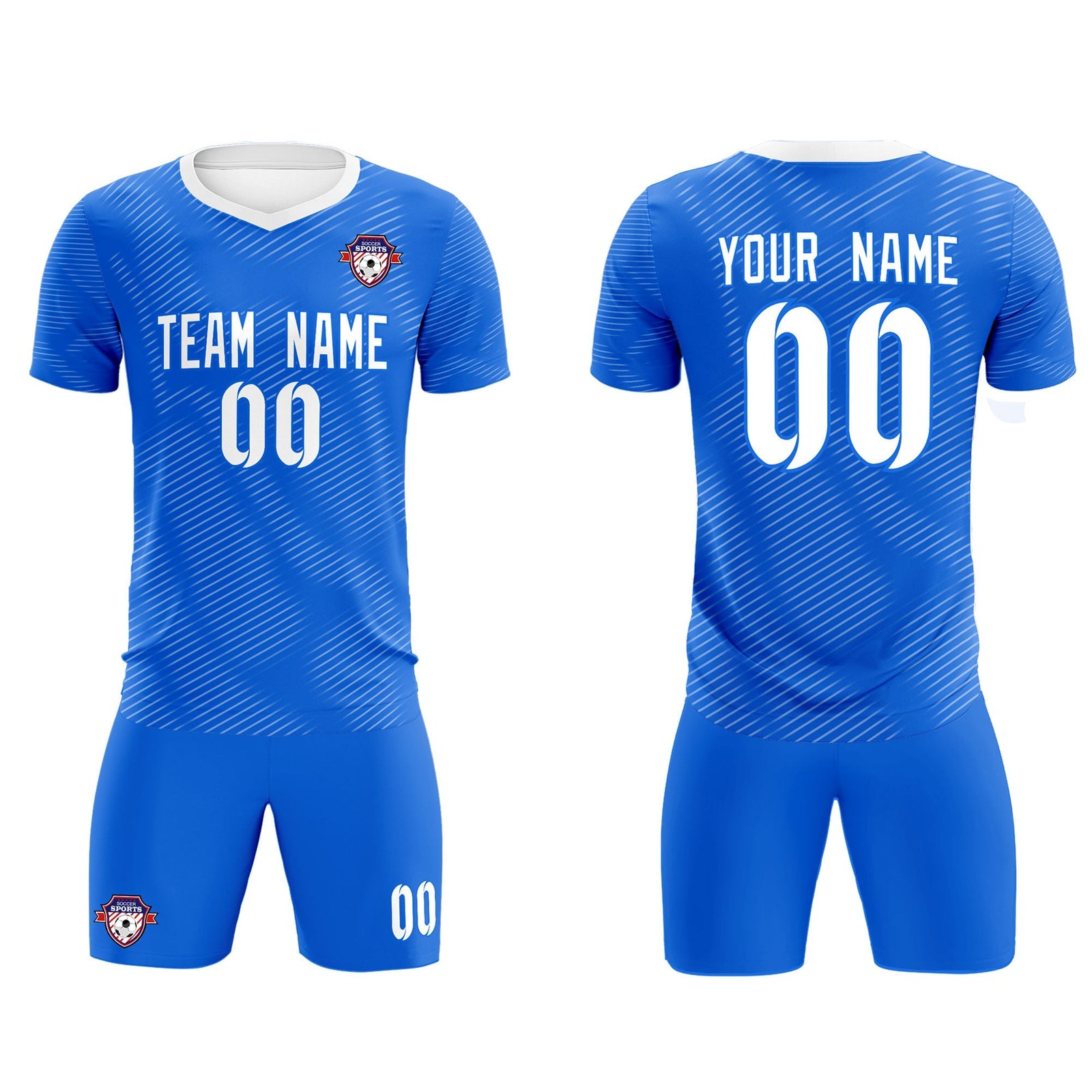 Custom Royal White Training Uniform For Men Soccer Sets Jersey