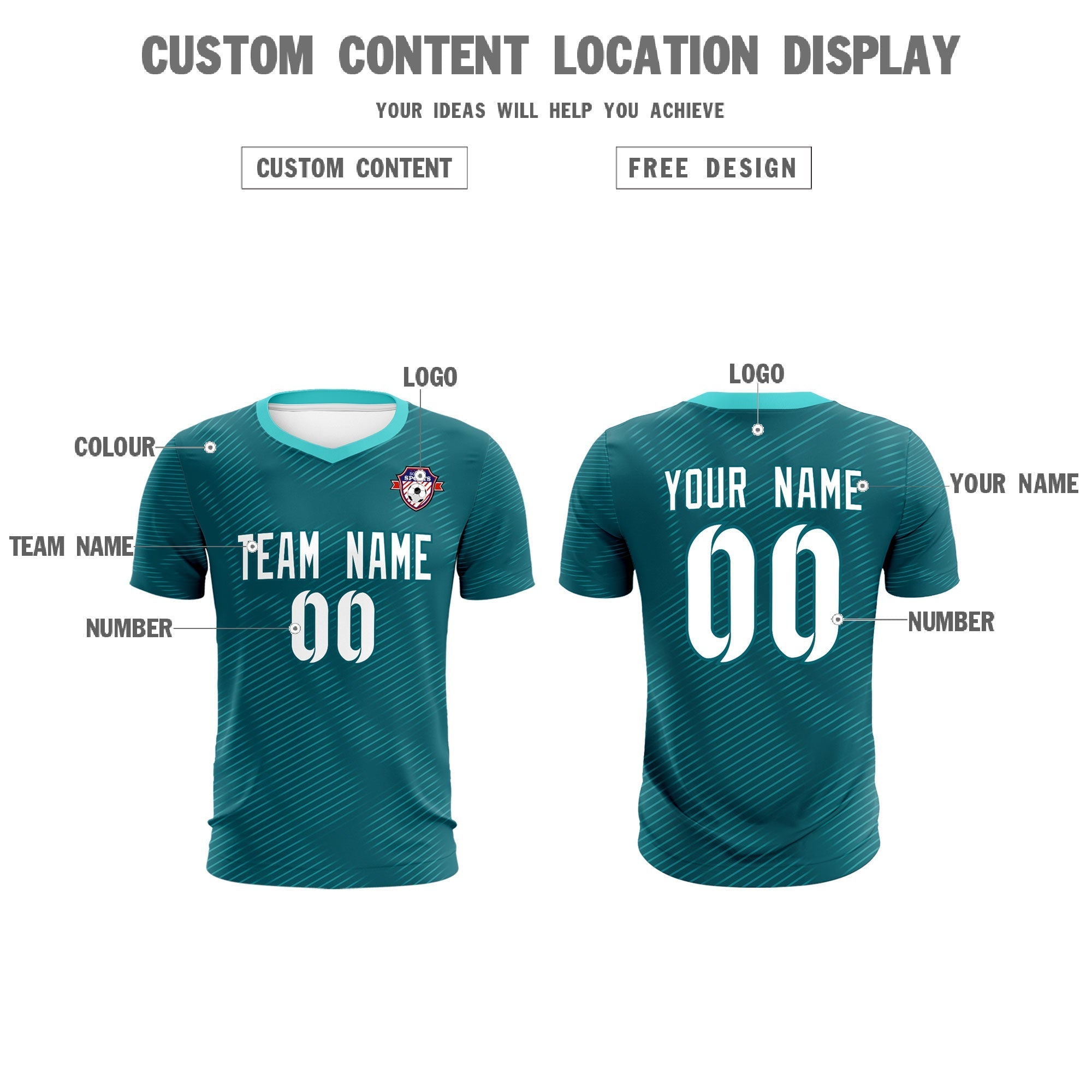 Custom Aqua Aqua Training Uniform For Men Soccer Sets Jersey