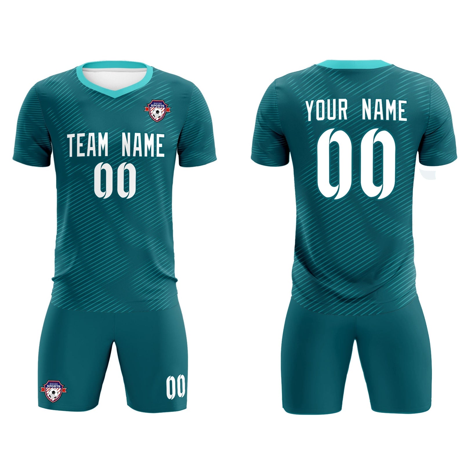 Custom Aqua Aqua Training Uniform For Men Soccer Sets Jersey