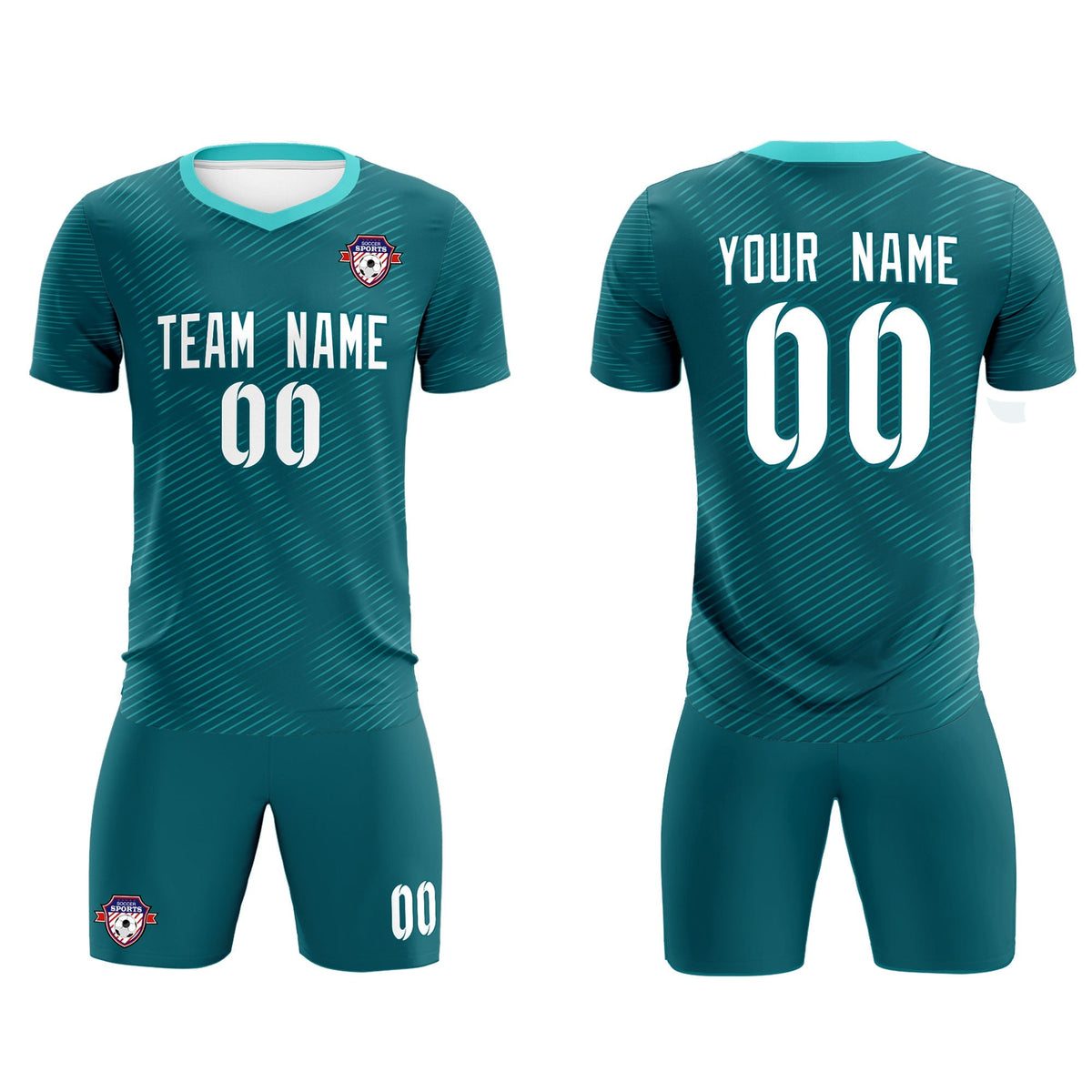 Custom Aqua Aqua Training Uniform For Men Soccer Sets Jersey