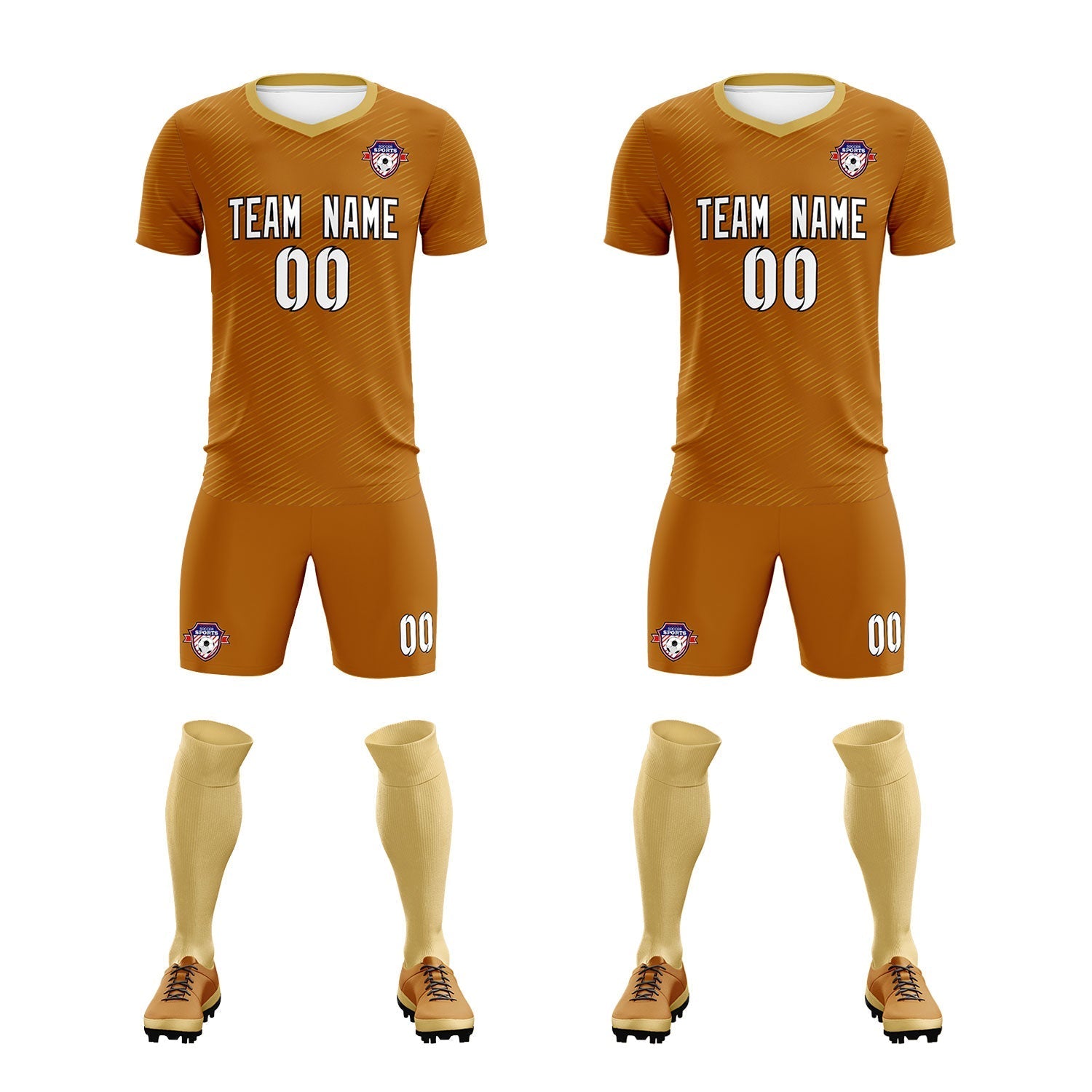 Custom Light Brown Khaki Training Uniform For Men Soccer Sets Jersey