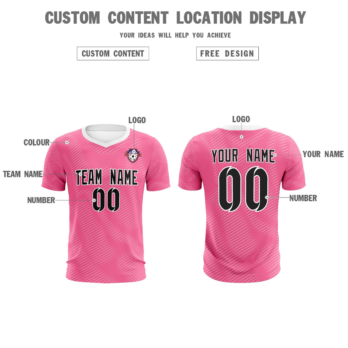 Custom Pink White Training Uniform For Men Soccer Sets Jersey