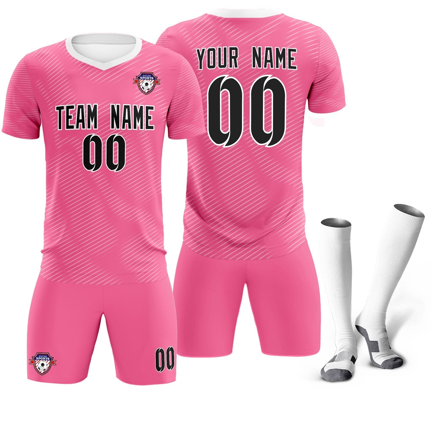 Custom Pink White Training Uniform For Men Soccer Sets Jersey
