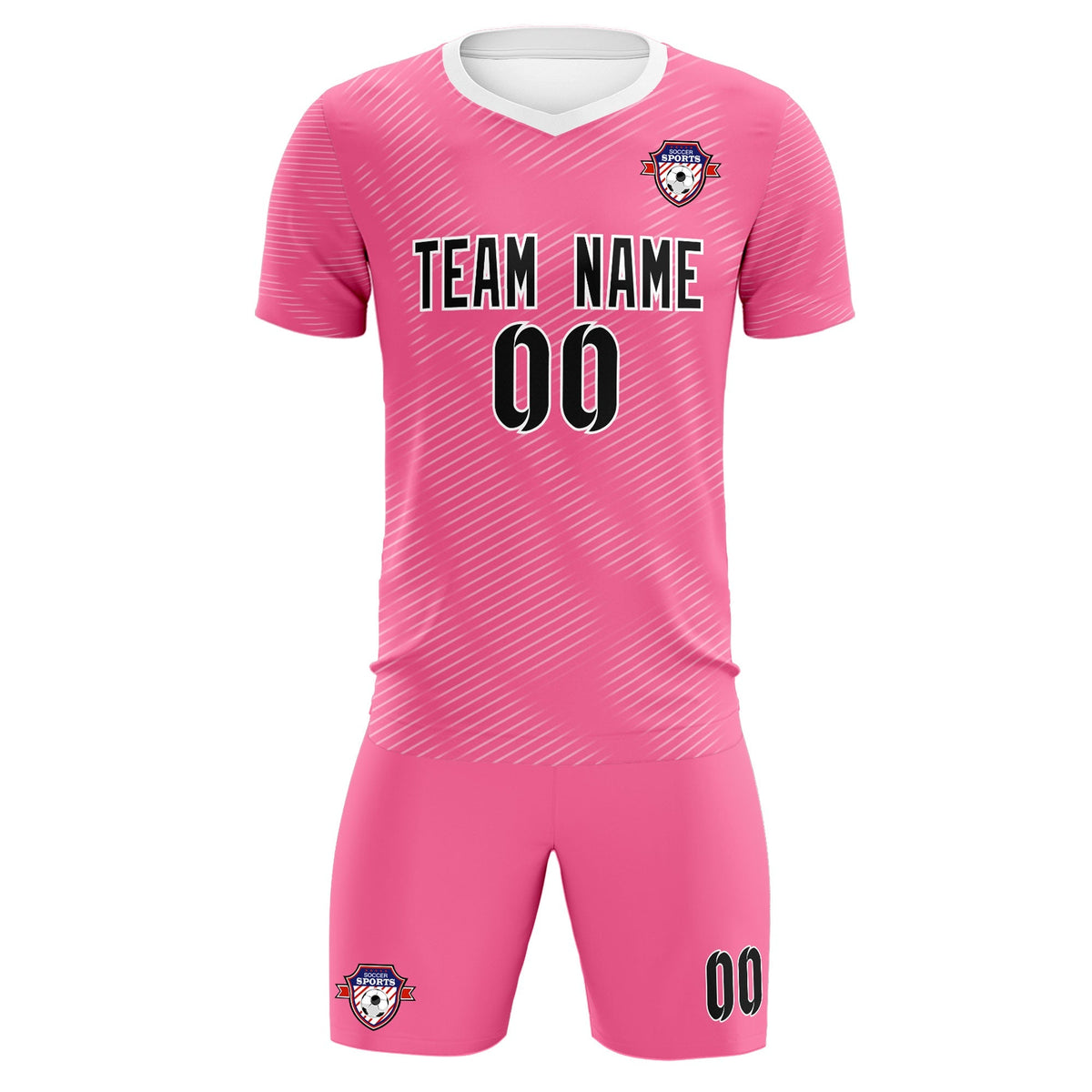 Custom Pink White Training Uniform For Men Soccer Sets Jersey