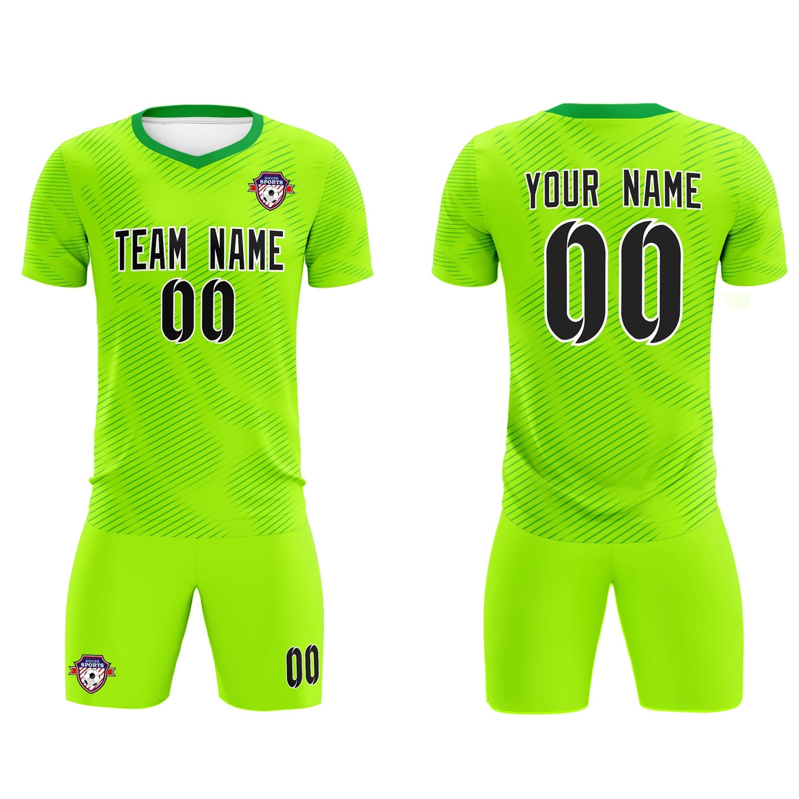 Custom Neon Green Kelly Green Training Uniform For Men Soccer Sets Jersey