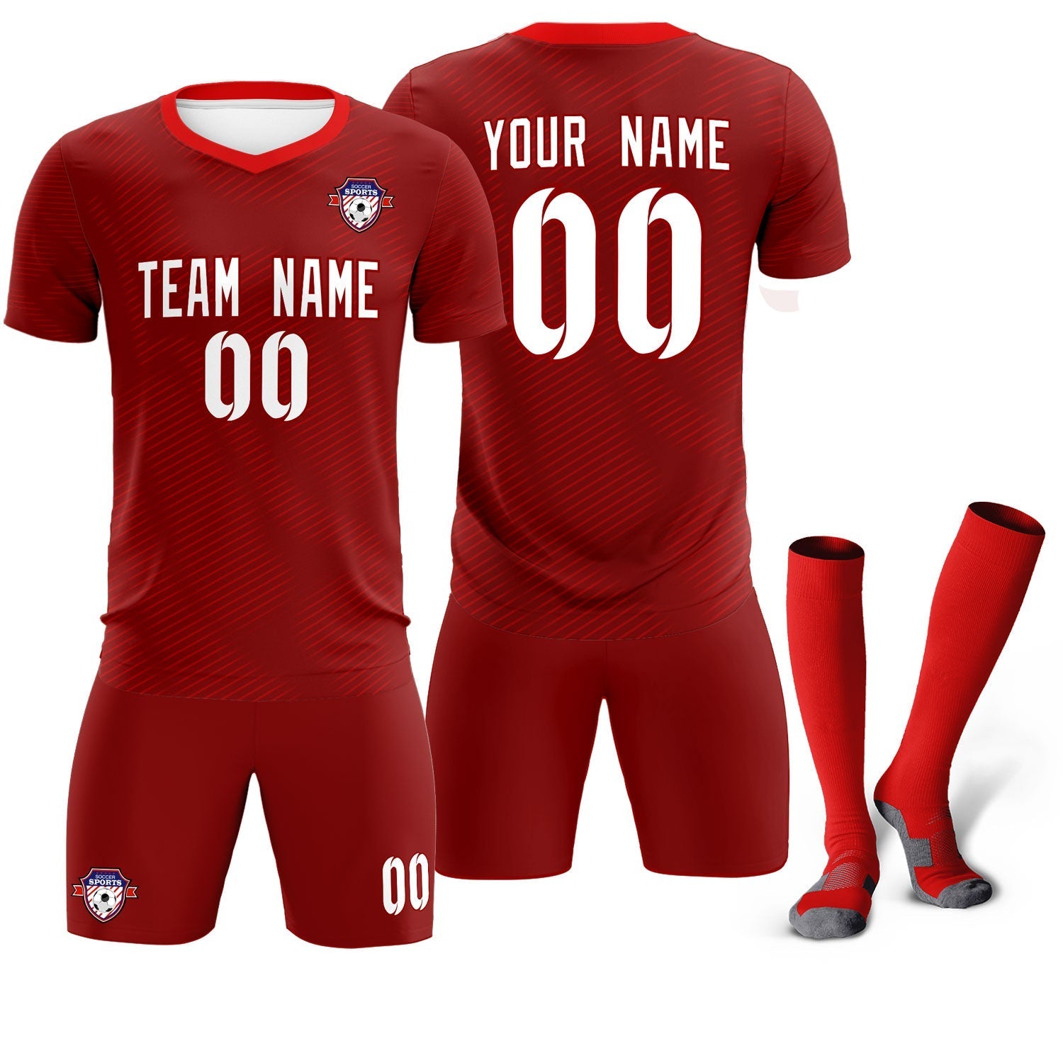 Custom Crimson Red Training Uniform For Men Soccer Sets Jersey