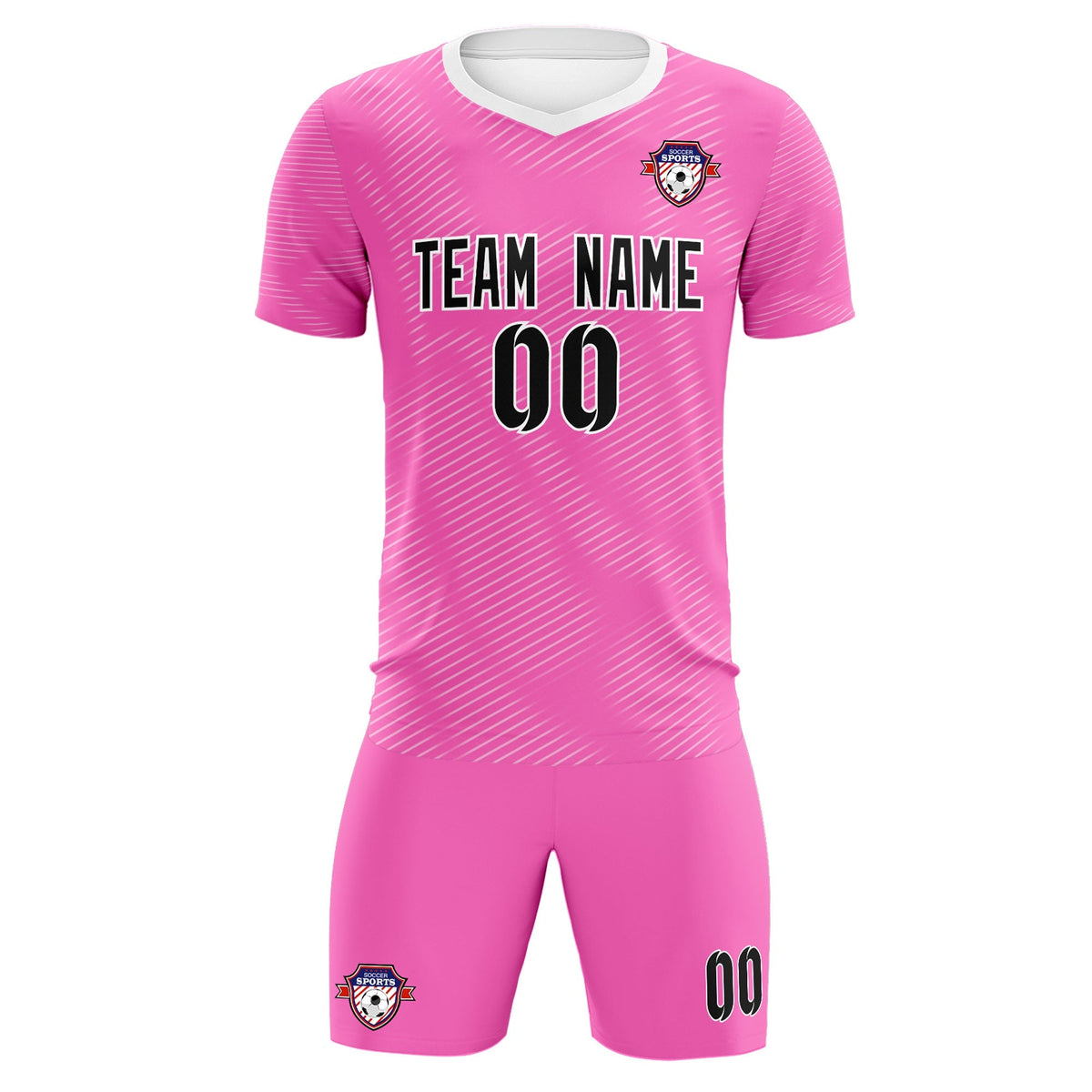 Custom Pink White Training Uniform For Men Soccer Sets Jersey