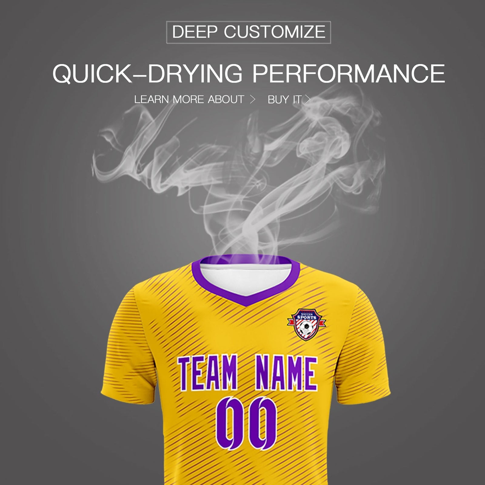 Custom Gold Purple Training Uniform For Men Soccer Sets Jersey