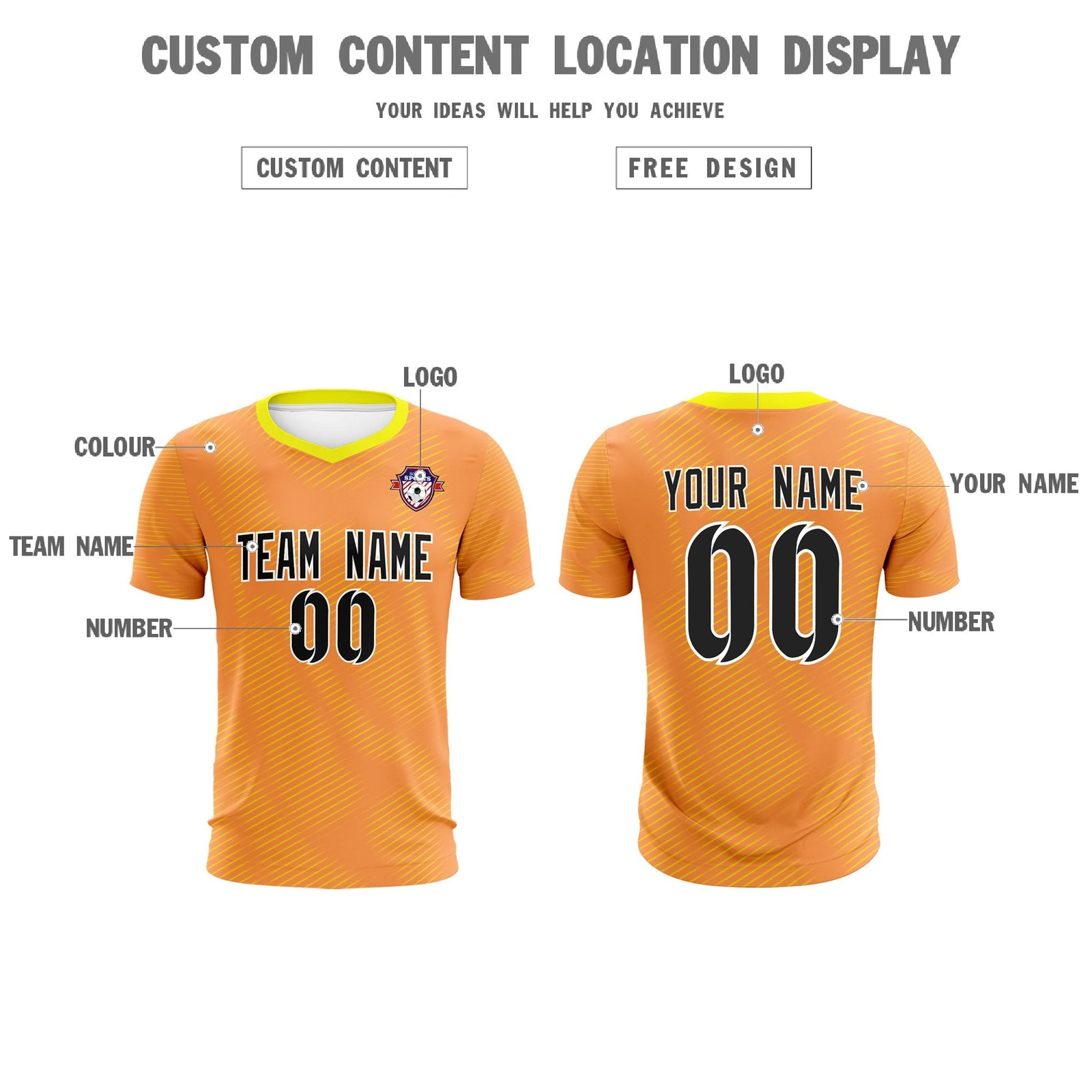 Custom Light Orange Gold Training Uniform For Men Soccer Sets Jersey