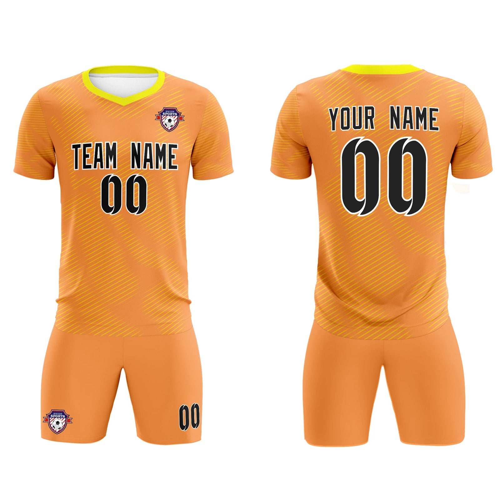 Custom Light Orange Gold Training Uniform For Men Soccer Sets Jersey