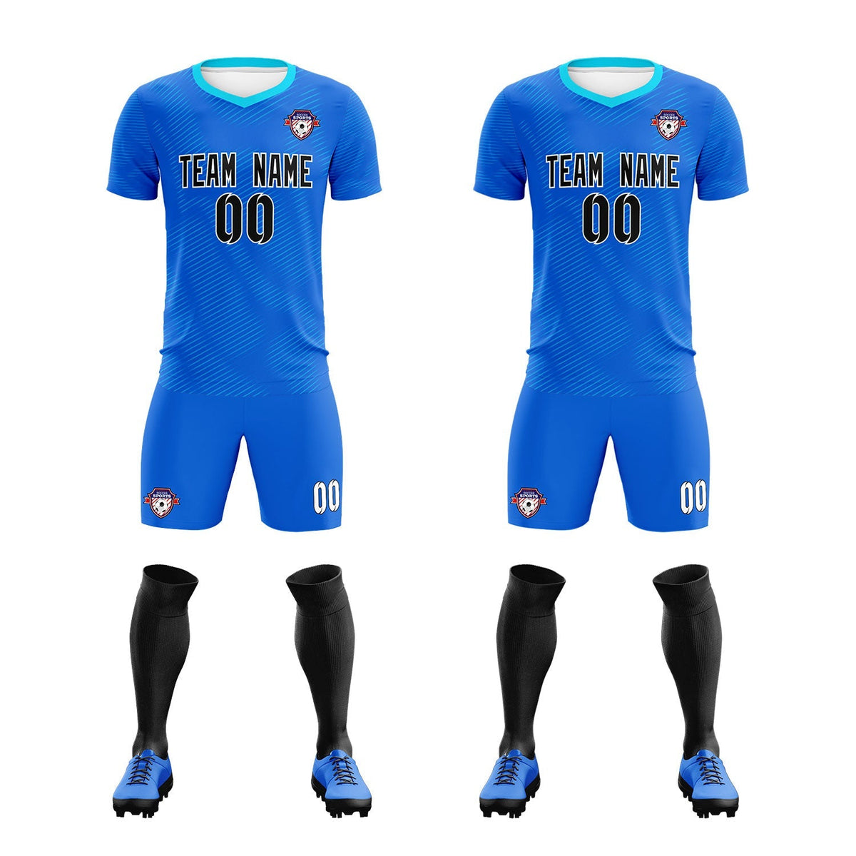 Custom Royal Powder Blue Training Uniform For Men Soccer Sets Jersey