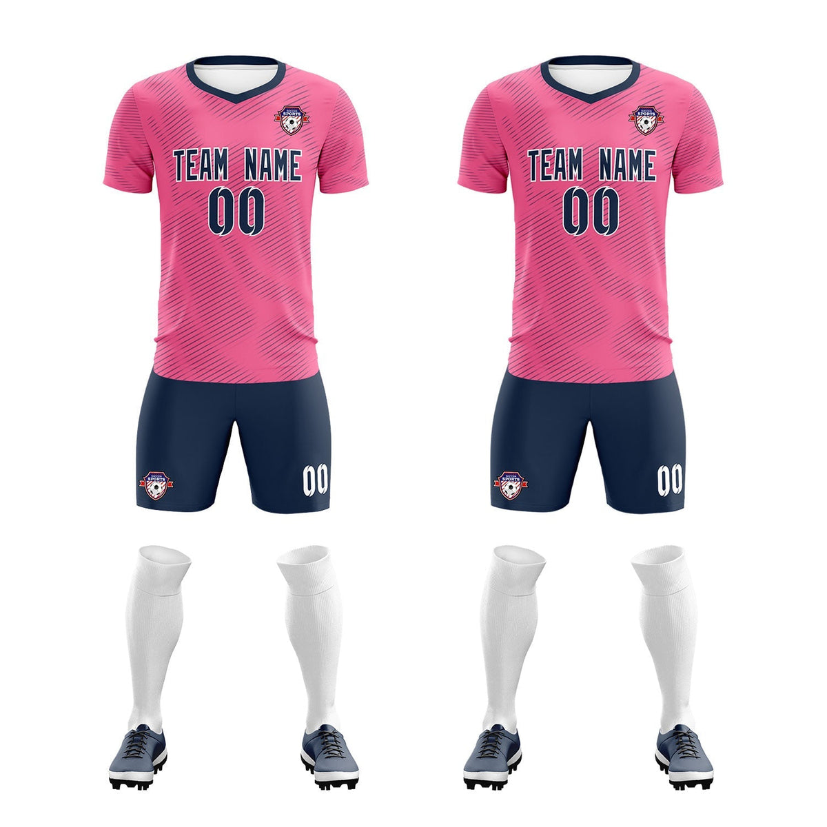 Custom Pink Navy Training Uniform For Men Soccer Sets Jersey