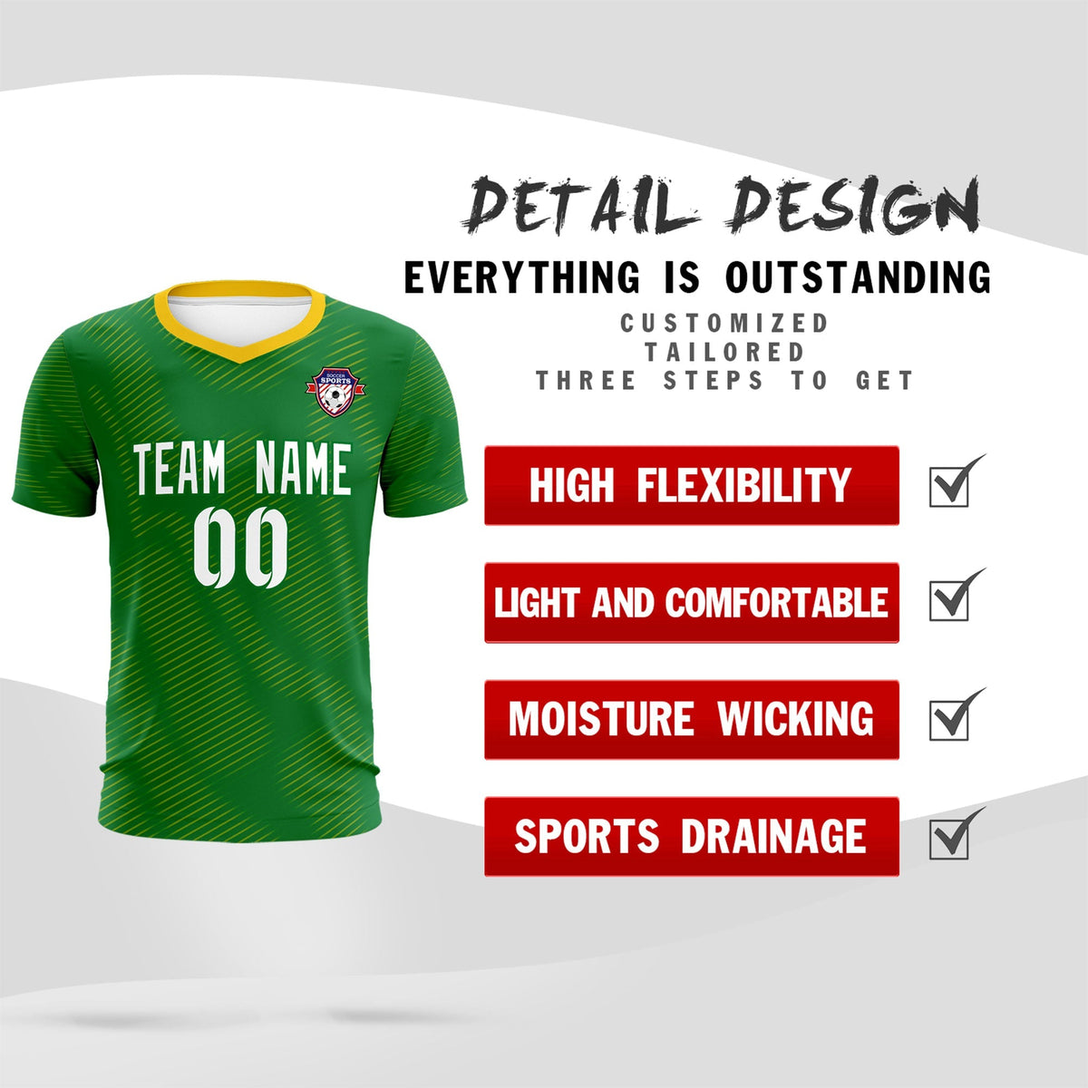 Custom Kelly Green Yellow Training Uniform For Men Soccer Sets Jersey