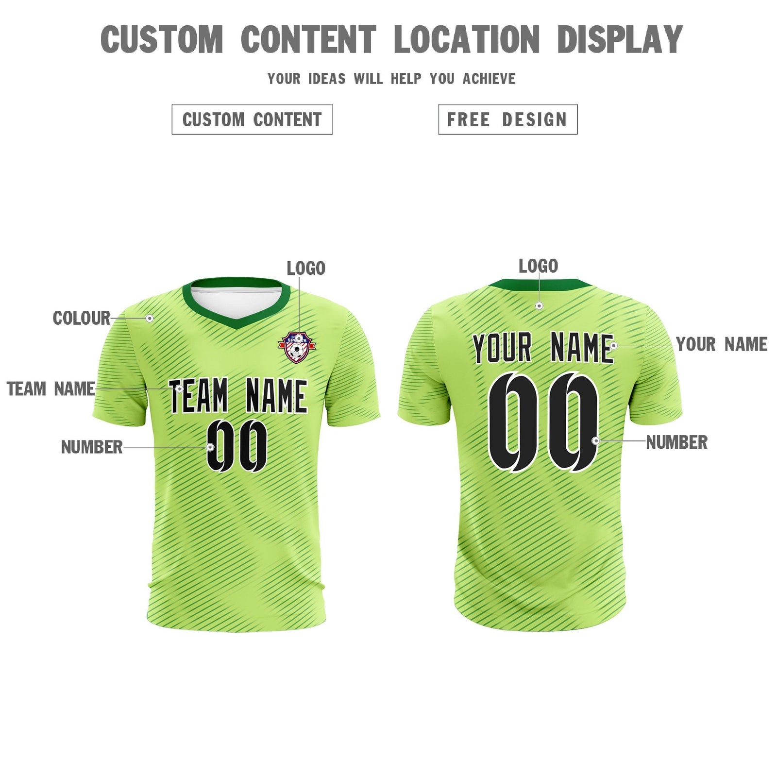 Custom Green Kelly Green Training Uniform For Men Soccer Sets Jersey