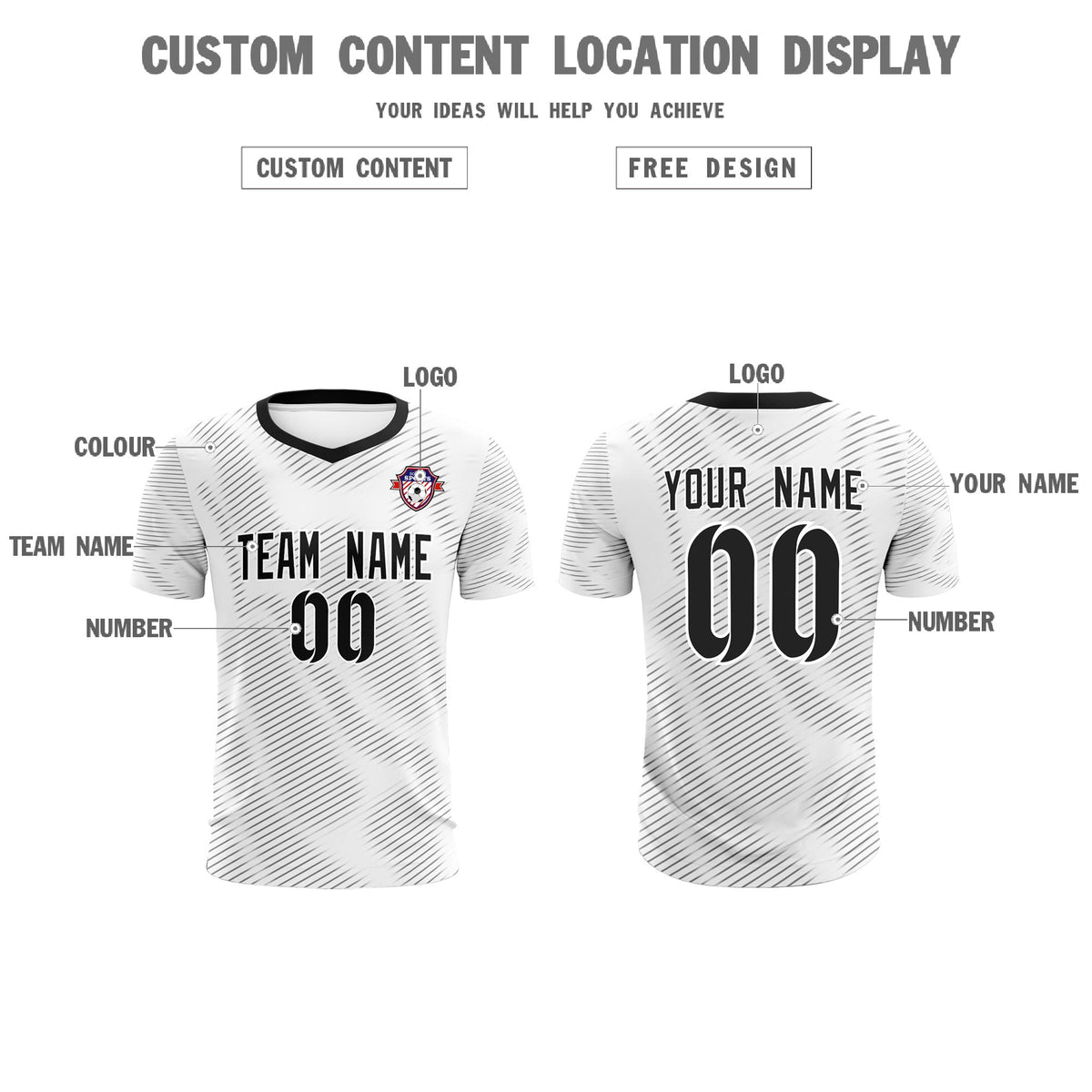 Custom White Black Training Uniform For Men Soccer Sets Jersey