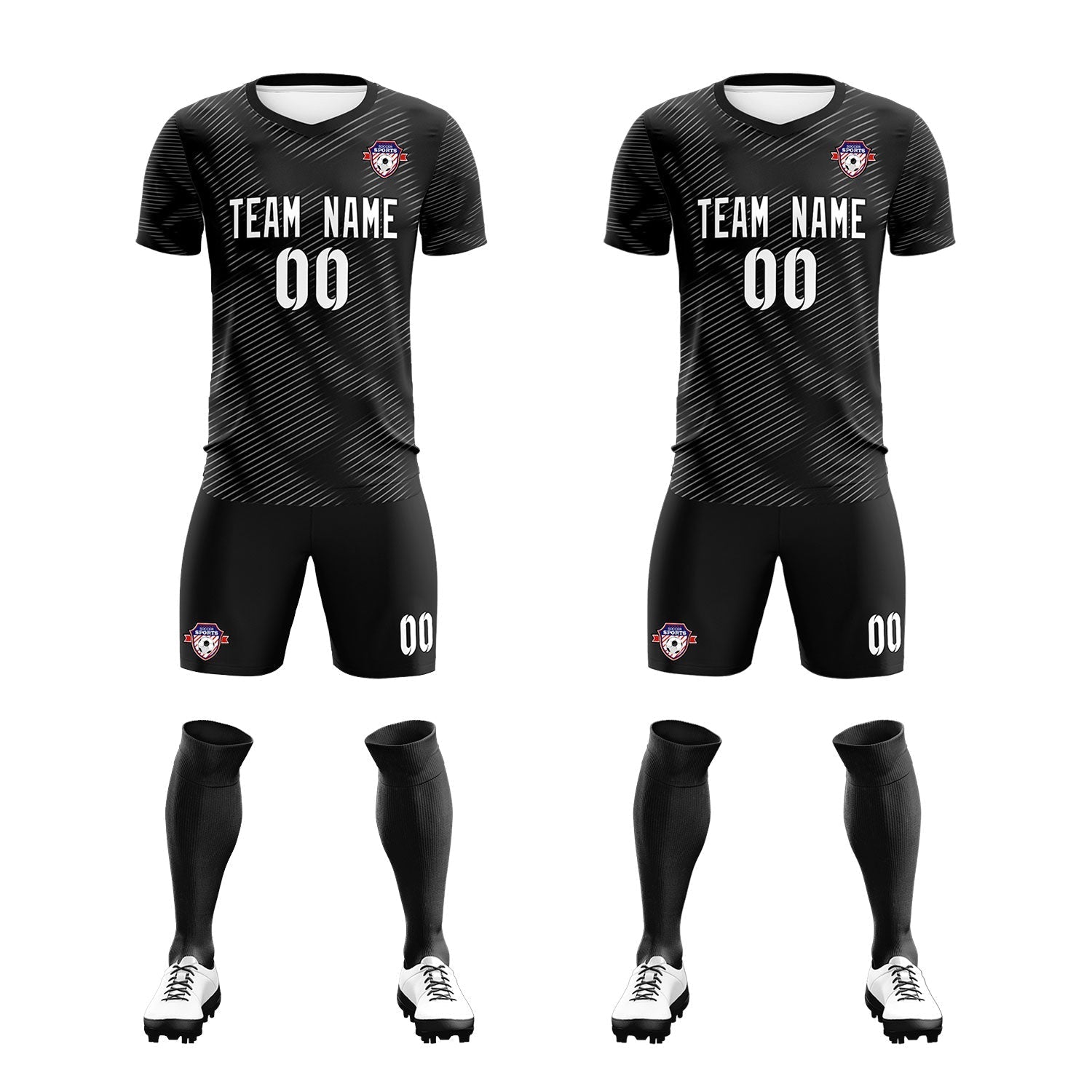 Custom Black White Training Uniform For Men Soccer Sets Jersey