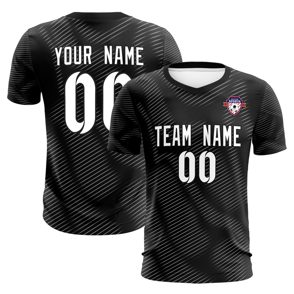 Custom Black White Training Uniform For Men Soccer Sets Jersey