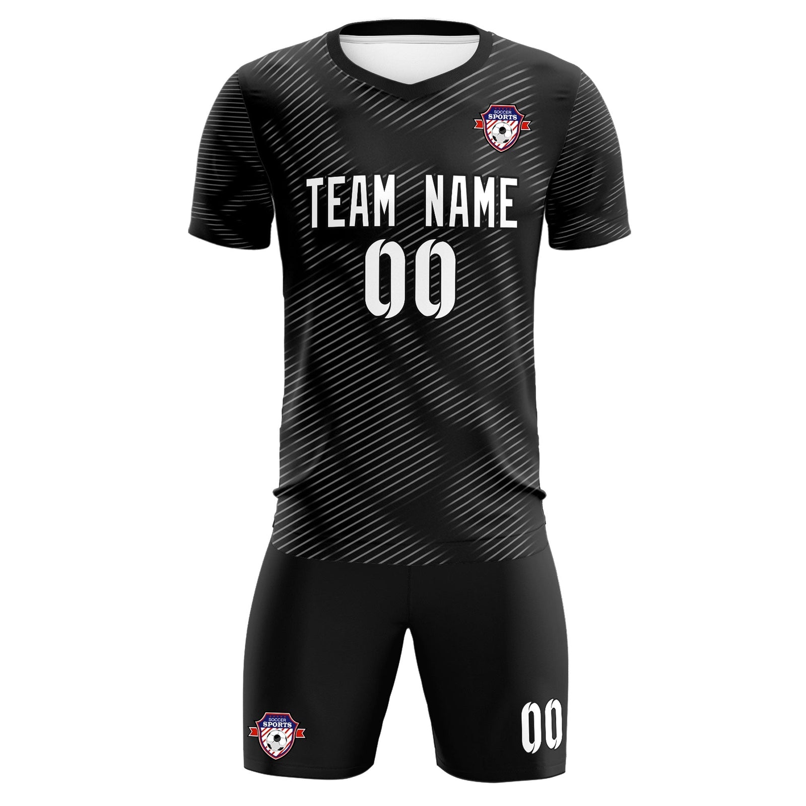 Custom Black White Training Uniform For Men Soccer Sets Jersey