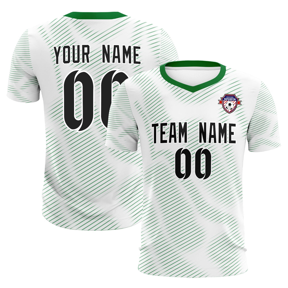 Custom White Kelly Green Training Uniform For Men Soccer Sets Jersey
