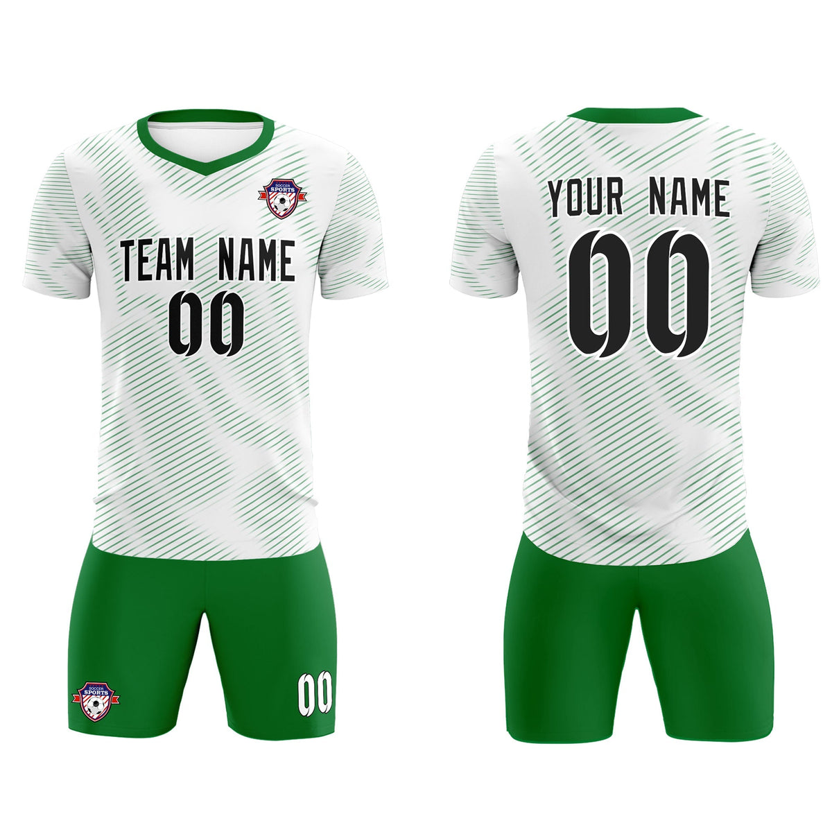Custom White Kelly Green Training Uniform For Men Soccer Sets Jersey