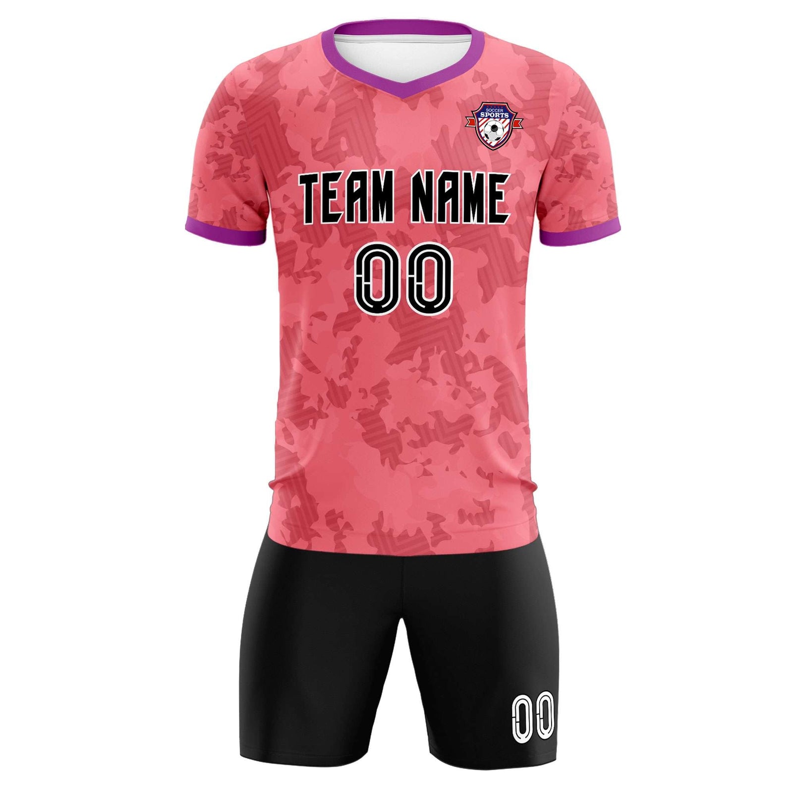 Custom Light Red Camo sports Soccer Tops/Sets Jersey