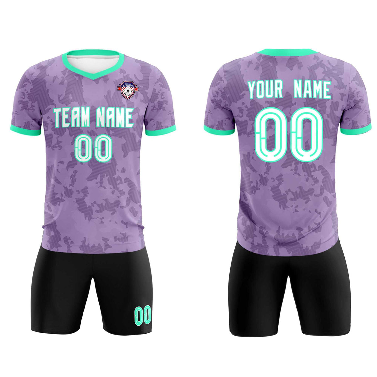 Custom Light Purple Camo sports Soccer Tops/Sets Jersey