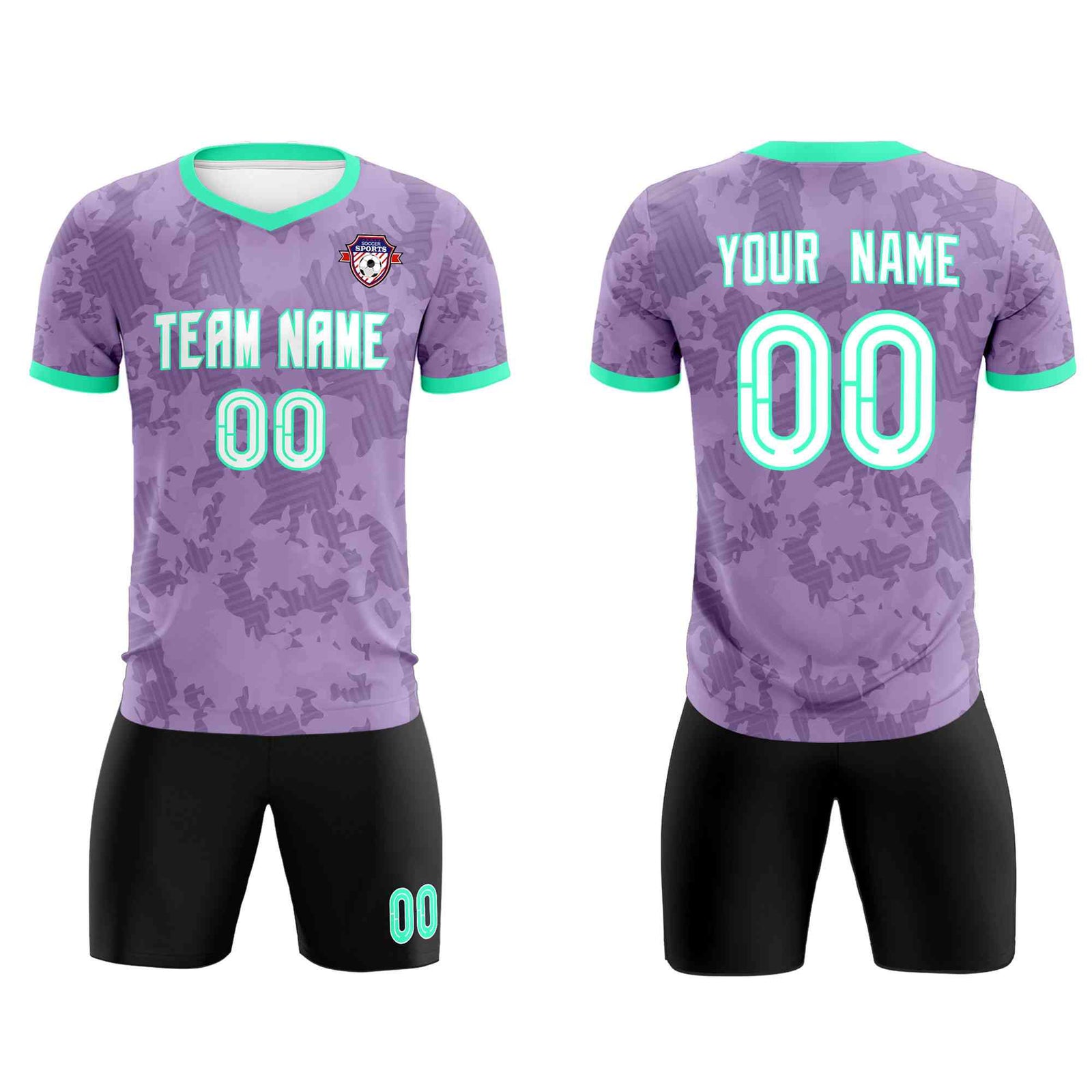 Custom Light Purple Camo sports Soccer Tops/Sets Jersey