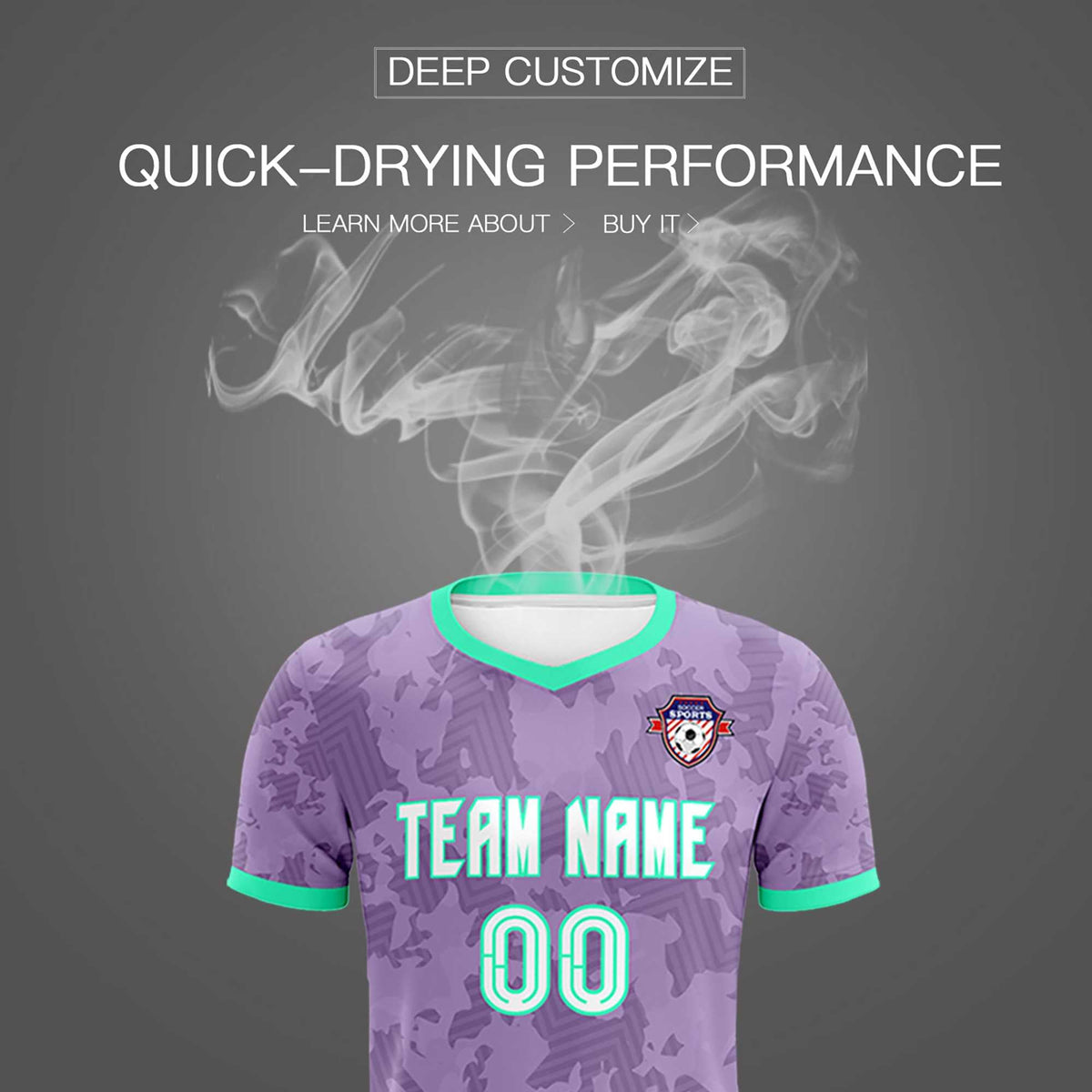 Custom Light Purple Camo sports Soccer Tops/Sets Jersey