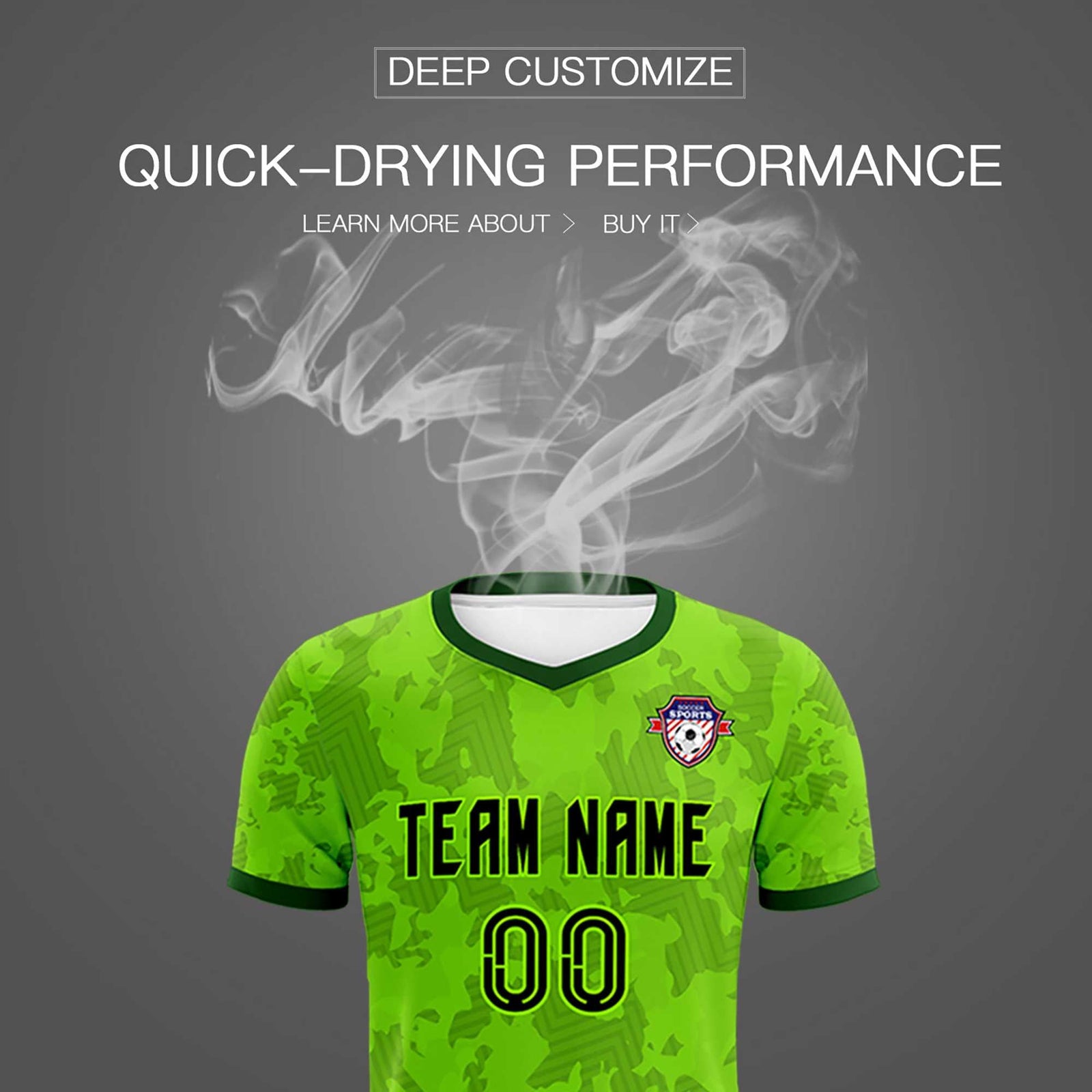 Custom Green Camo sports Soccer Tops/Sets Jersey