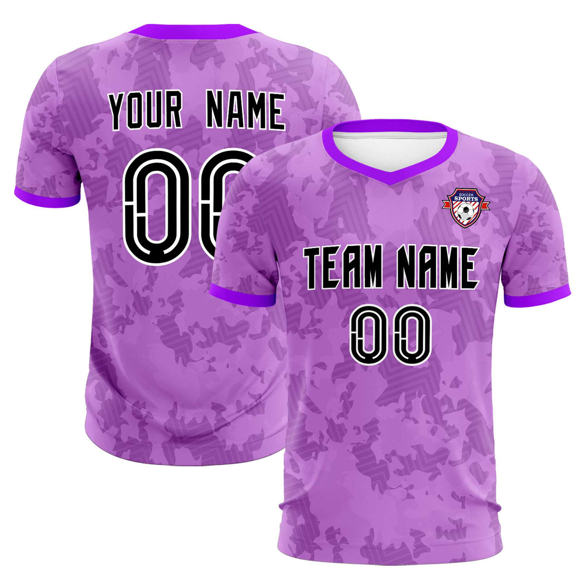 Custom Light Purple Camo sports Soccer Tops/Sets Jersey
