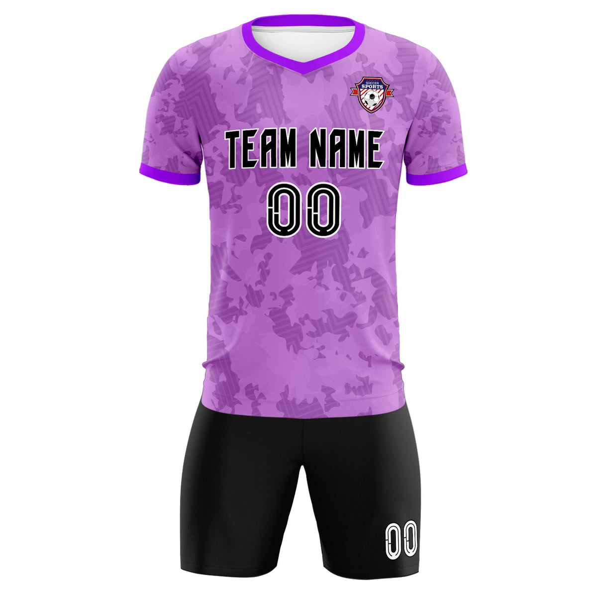 Custom Light Purple Camo sports Soccer Tops/Sets Jersey