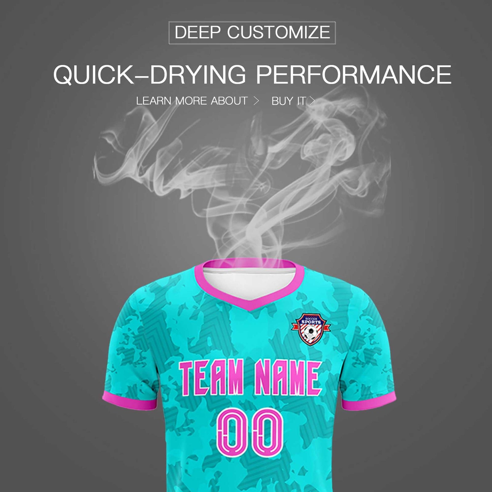 Custom Aqua Camo sports Soccer Tops/Sets Jersey