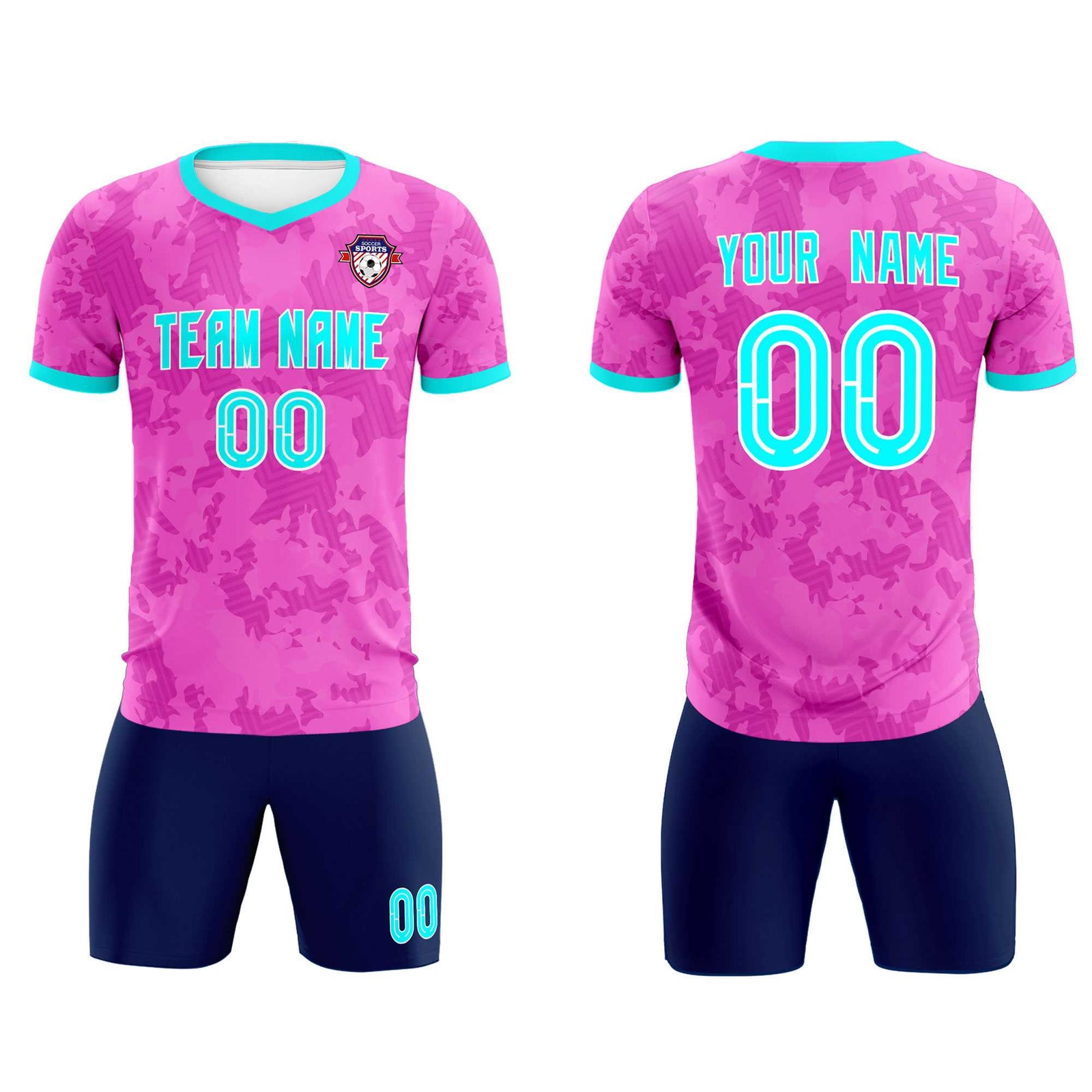 Custom Pink Camo sports Soccer Tops/Sets Jersey