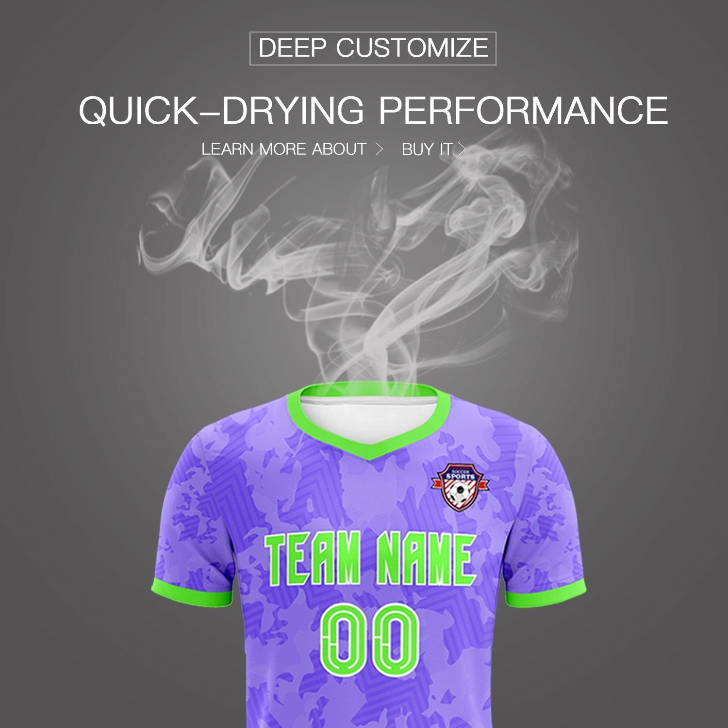 Custom Light Purple Camo sports Soccer Tops/Sets Jersey