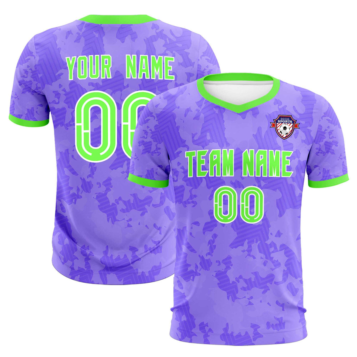 Custom Light Purple Camo sports Soccer Tops/Sets Jersey