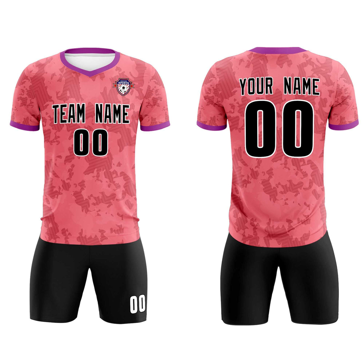 Custom Light Red Camo sports Soccer Tops/Sets Jersey
