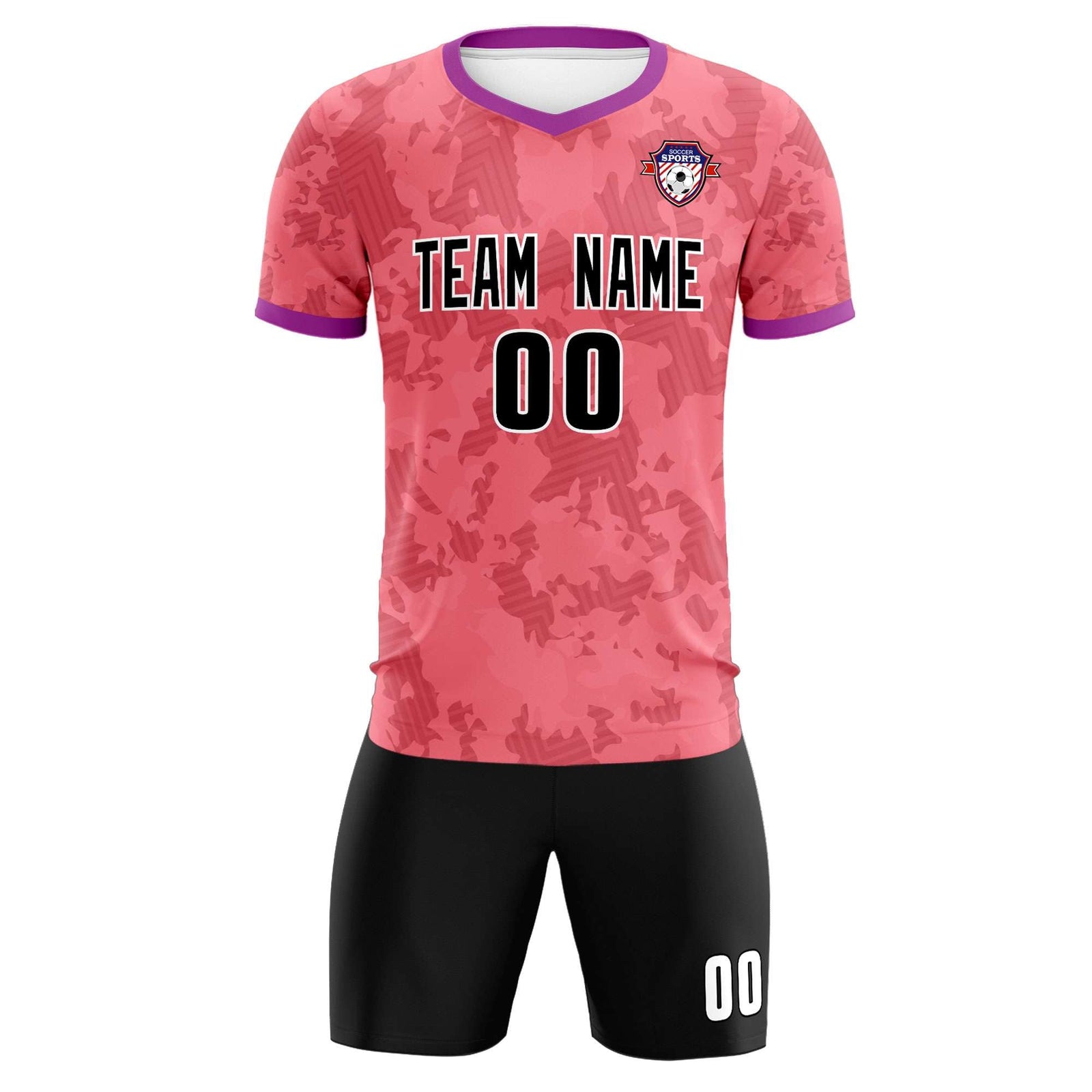 Custom Light Red Camo sports Soccer Tops/Sets Jersey