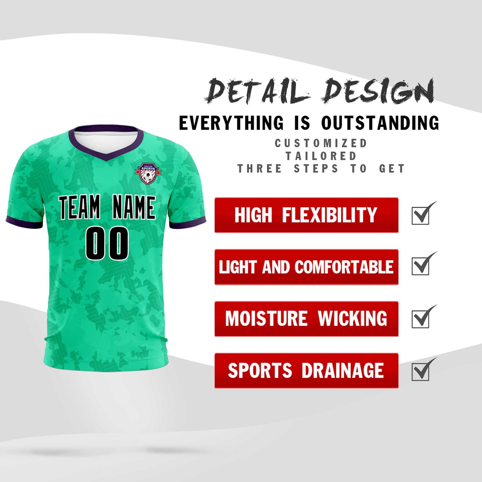 Custom Neon Green Camo sports Soccer Tops/Sets Jersey