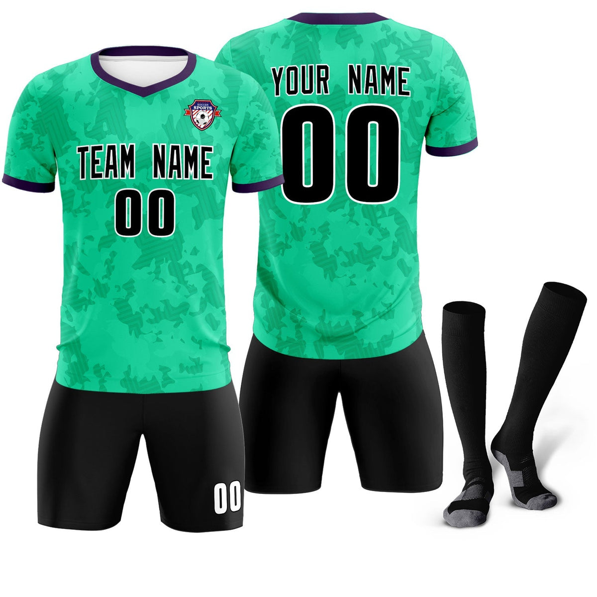 Custom Neon Green Camo sports Soccer Tops/Sets Jersey