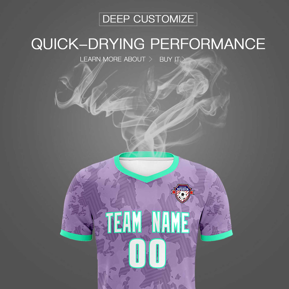 Custom Light Purple Camo sports Soccer Tops/Sets Jersey