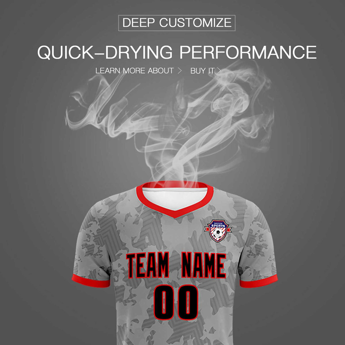 Custom Dark Gray Camo sports Soccer Tops/Sets Jersey