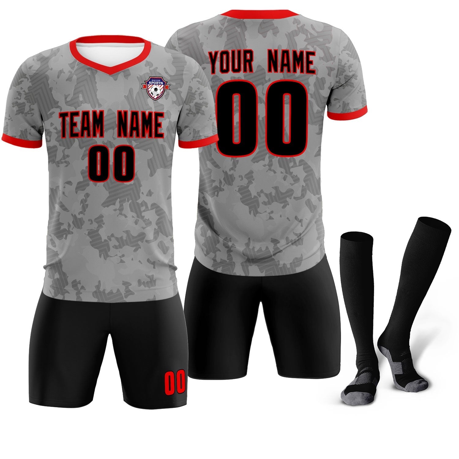 Custom Dark Gray Camo sports Soccer Tops/Sets Jersey