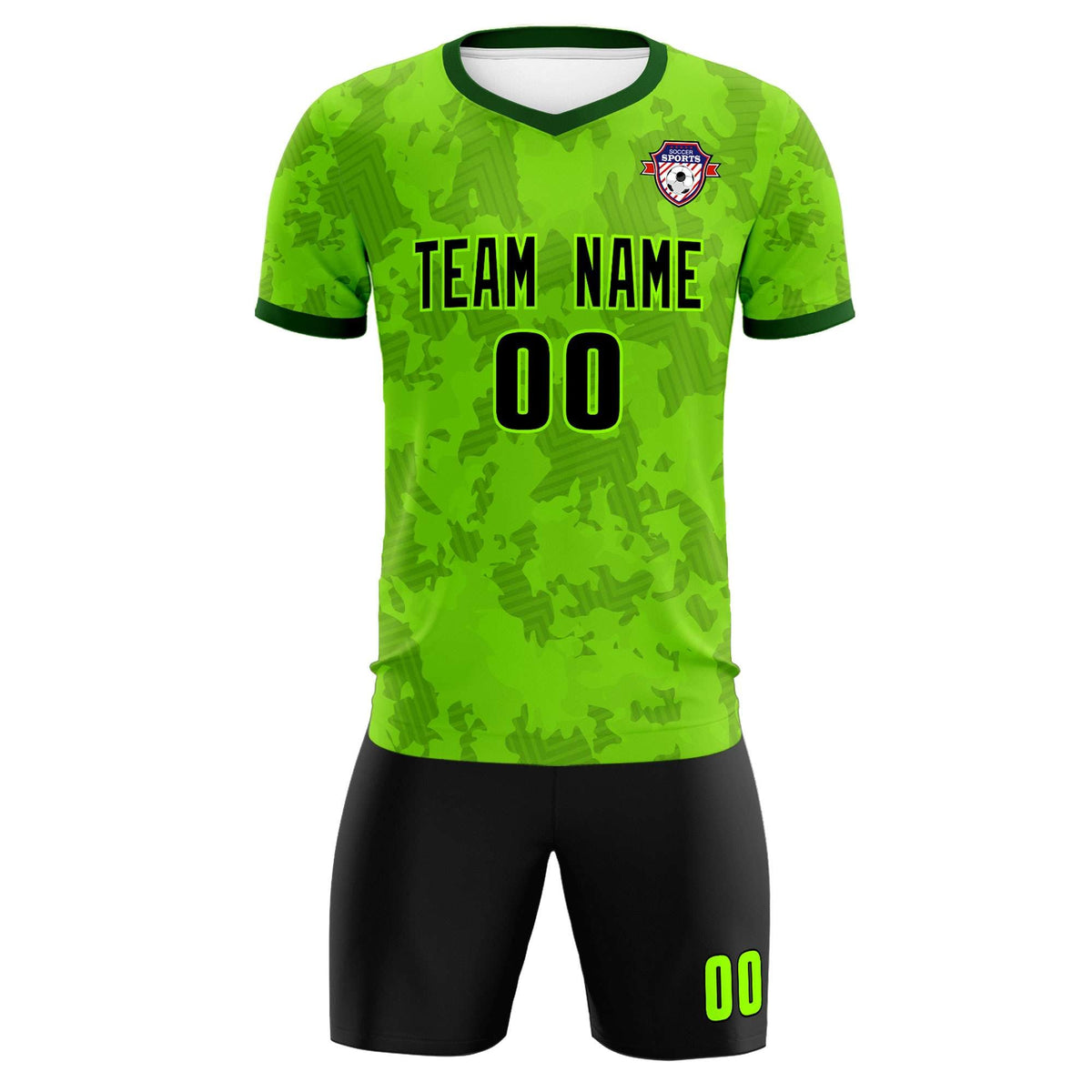 Custom Green Camo sports Soccer Tops/Sets Jersey