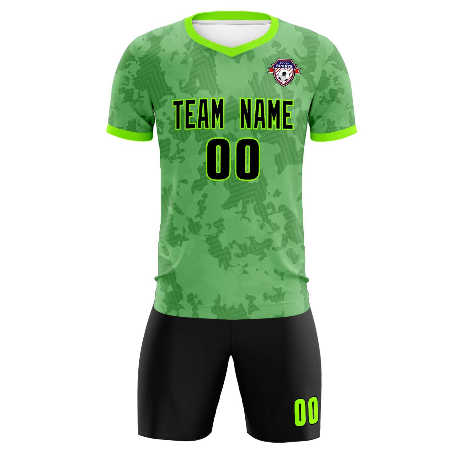 Custom Green Camo sports Soccer Tops/Sets Jersey