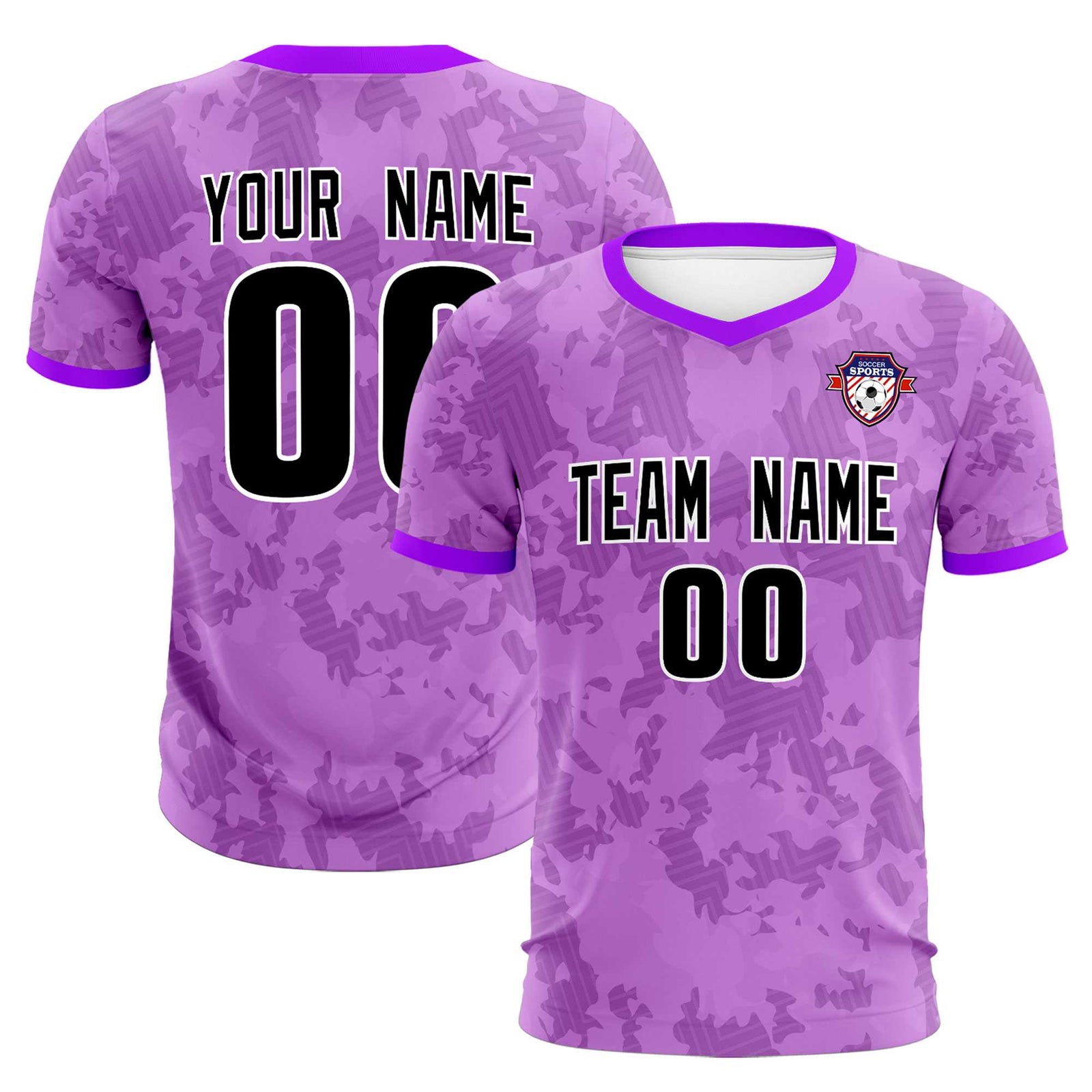 Custom Light Purple Camo sports Soccer Tops/Sets Jersey